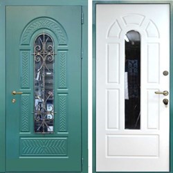 Входная эмалированная дверь Кимры зеленая - фото 4620