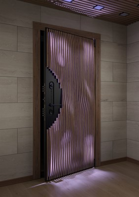 Элитная входная дверь Волны с LED подсветкой - фото 5721