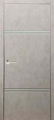 Межкомнатная дверь Техно 22 бетон бежевый с алюминевой кромкой - фото 5894