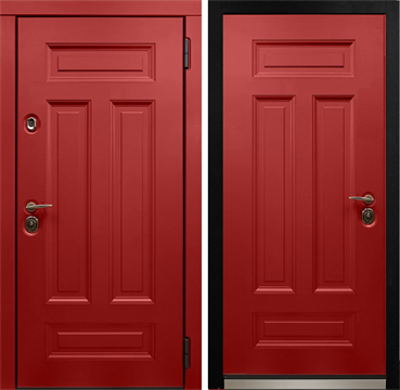 Входная Красная эмалированная дверь Ганик
