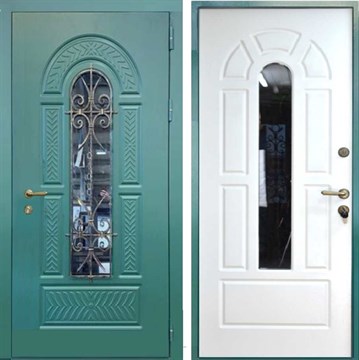 Входная эмалированная дверь Кимры зеленая