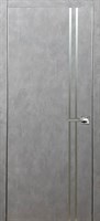 Межкомнатная дверь Техно 11 с алюминевой кромкой бетон серый